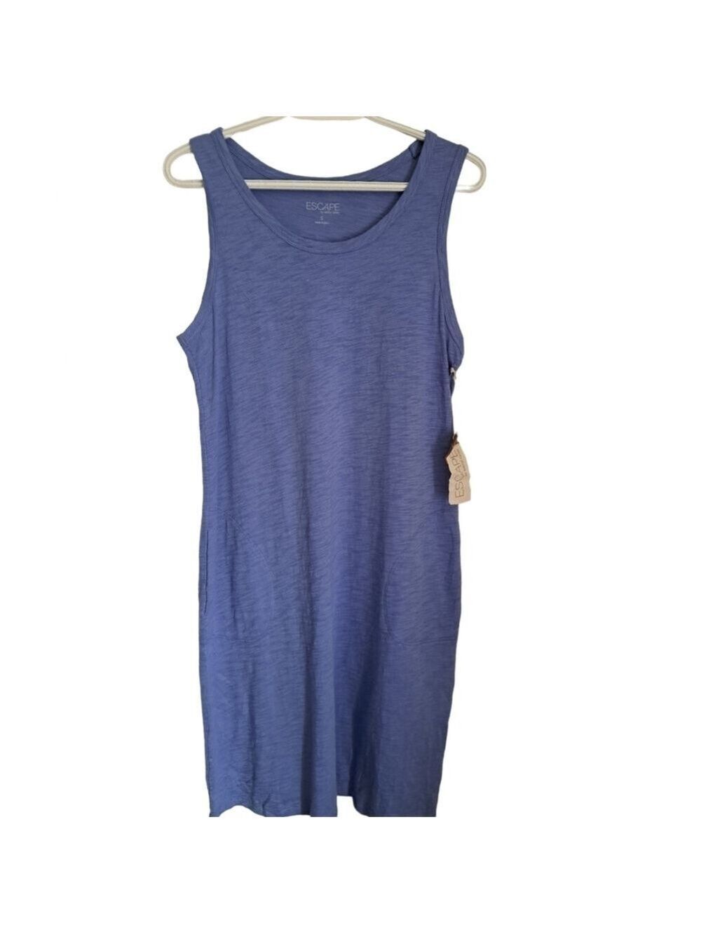 ESCAPE HABITAT clothes BAJA BLUE tank dress cotton beachy coastal pockets S